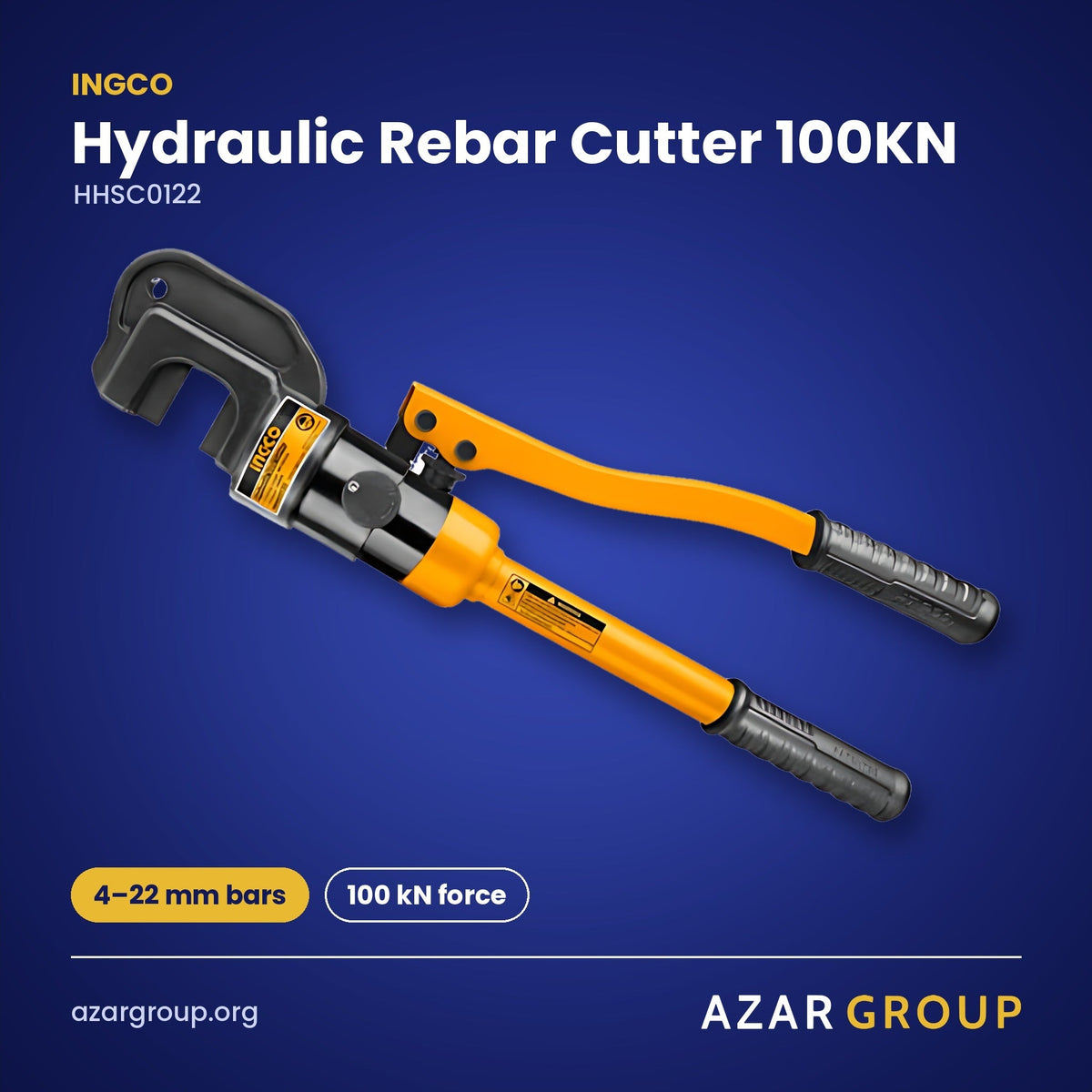 INGCO HHSC0122 Hydraulic Rebar Cutter 100KN – 4–22 mm bars, 100 kN force