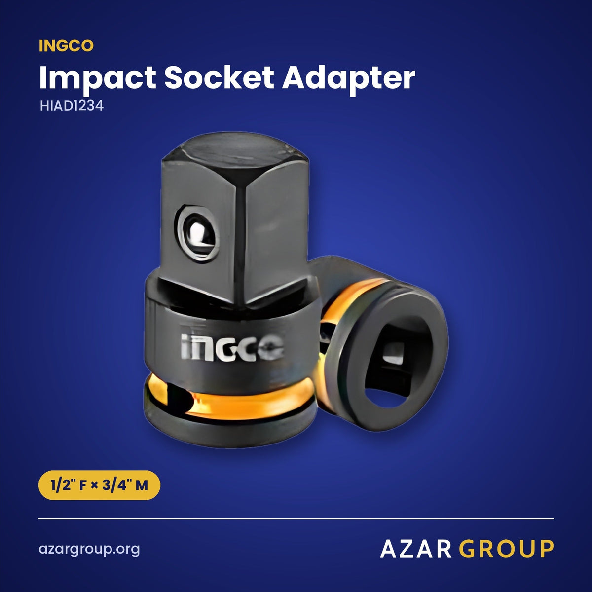 INGCO HIAD1234 Impact Socket Adapter – 1/2" F × 3/4" M