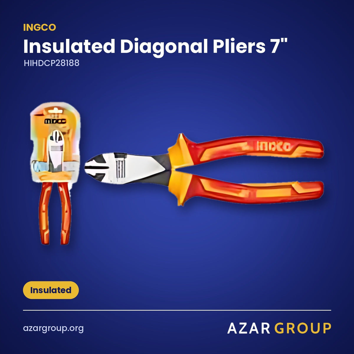 INGCO HIHDCP28188 Insulated Diagonal Pliers 7" – Insulated