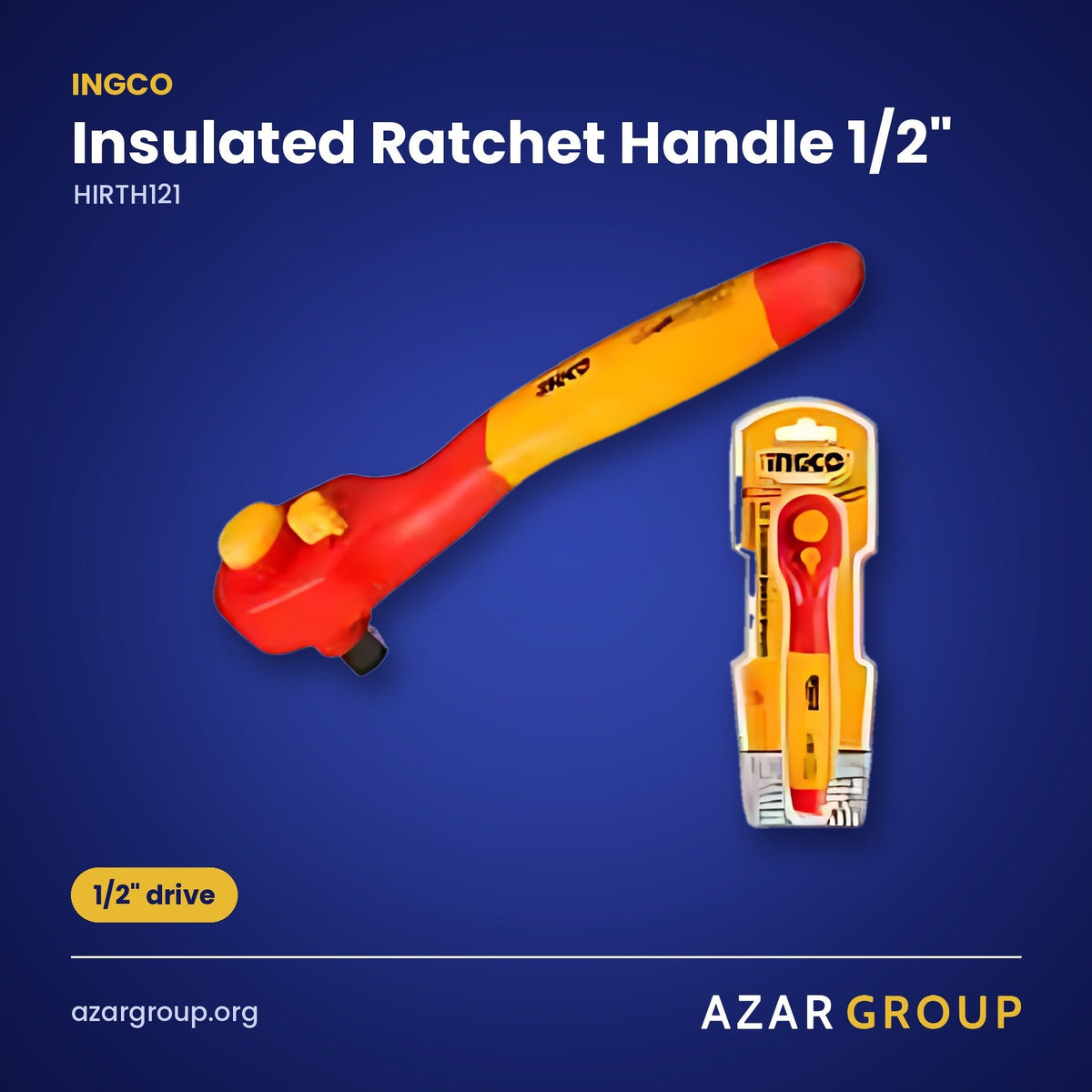 INGCO HIRTH121 Insulated Ratchet Handle 1/2" – 1/2" drive
