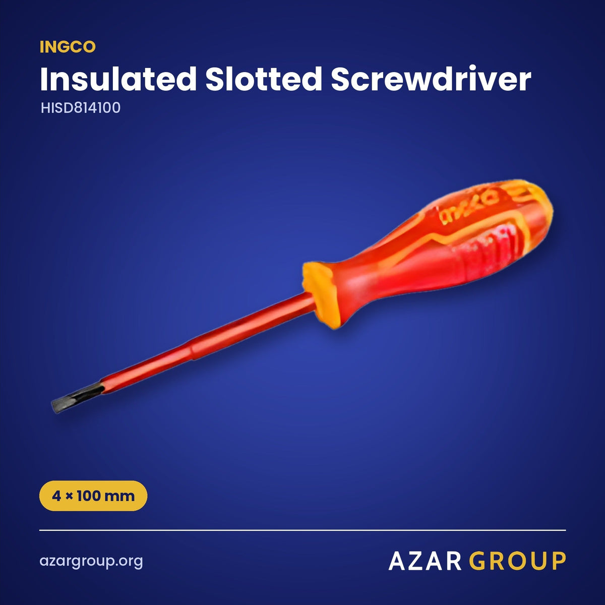 INGCO HISD814100 Insulated Slotted Screwdriver – 4 × 100 mm