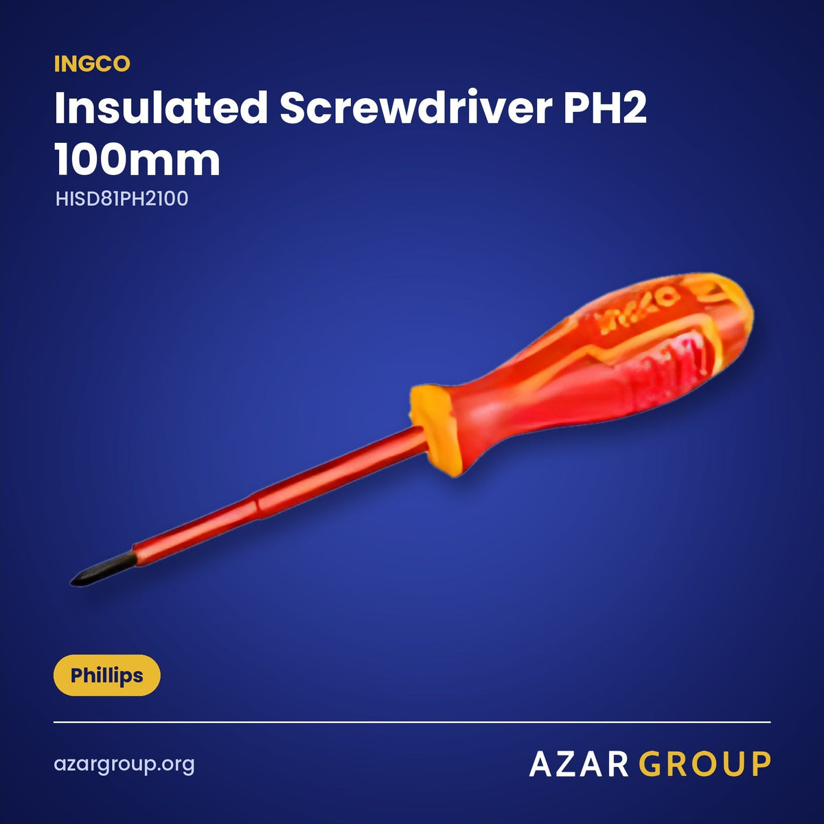 INGCO HISD81PH2100 Insulated Screwdriver PH2 100mm – Phillips