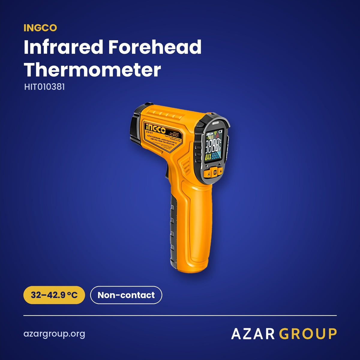INGCO HIT010381 Infrared Forehead Thermometer – 32–42.9 °C, Non-contact