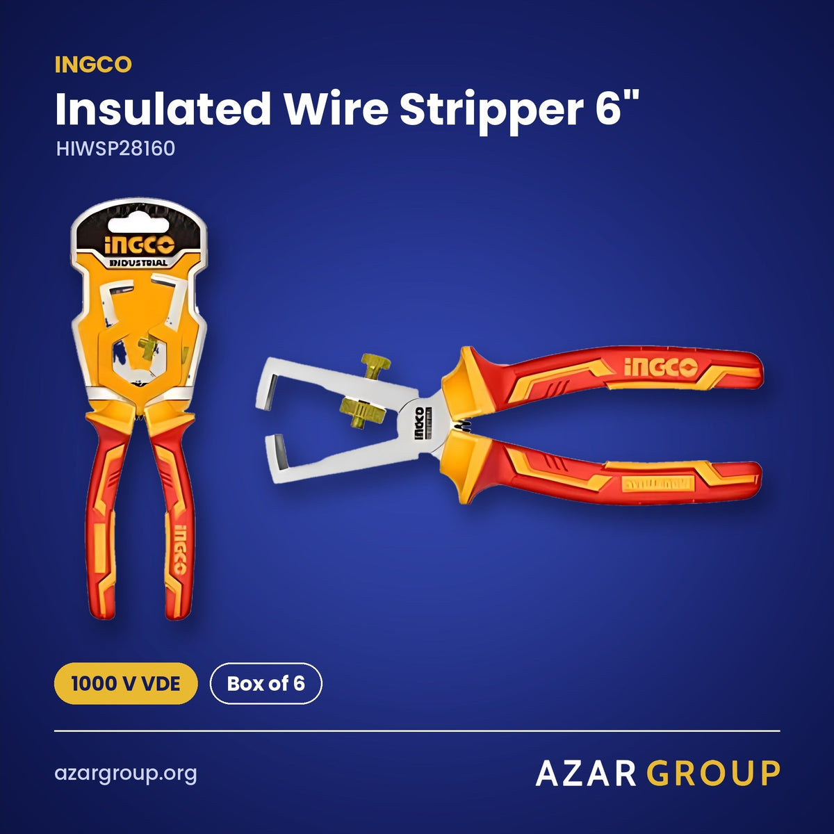 INGCO HIWSP28160 Insulated Wire Stripper 6" – 1000 V VDE, Box of 6