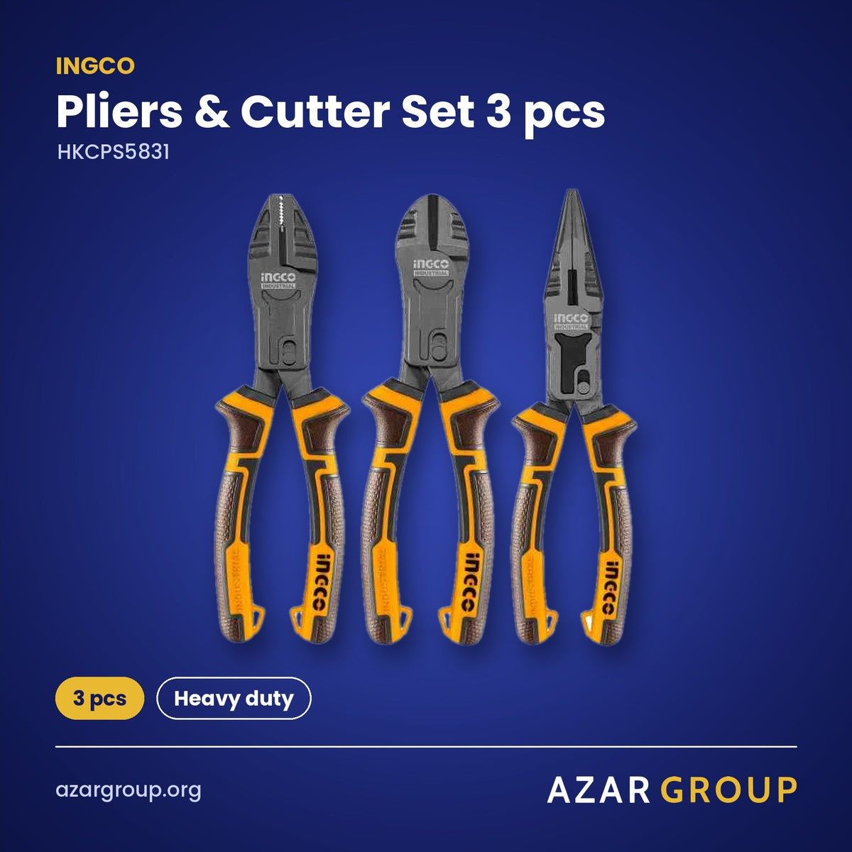 INGCO HKCPS5831 Pliers & Cutter Set 3 pcs – 3 pcs, Heavy duty