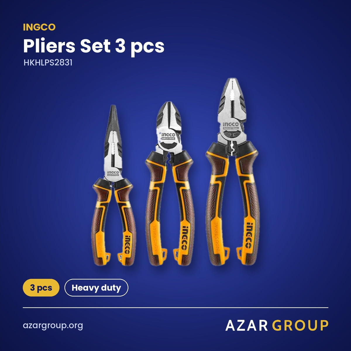 INGCO HKHLPS2831 Pliers Set 3 pcs – 3 pcs, Heavy duty