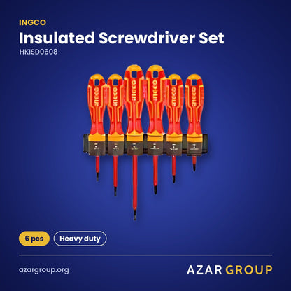 INGCO HKISD0608 Insulated Screwdriver Set – 6 pcs, Heavy duty