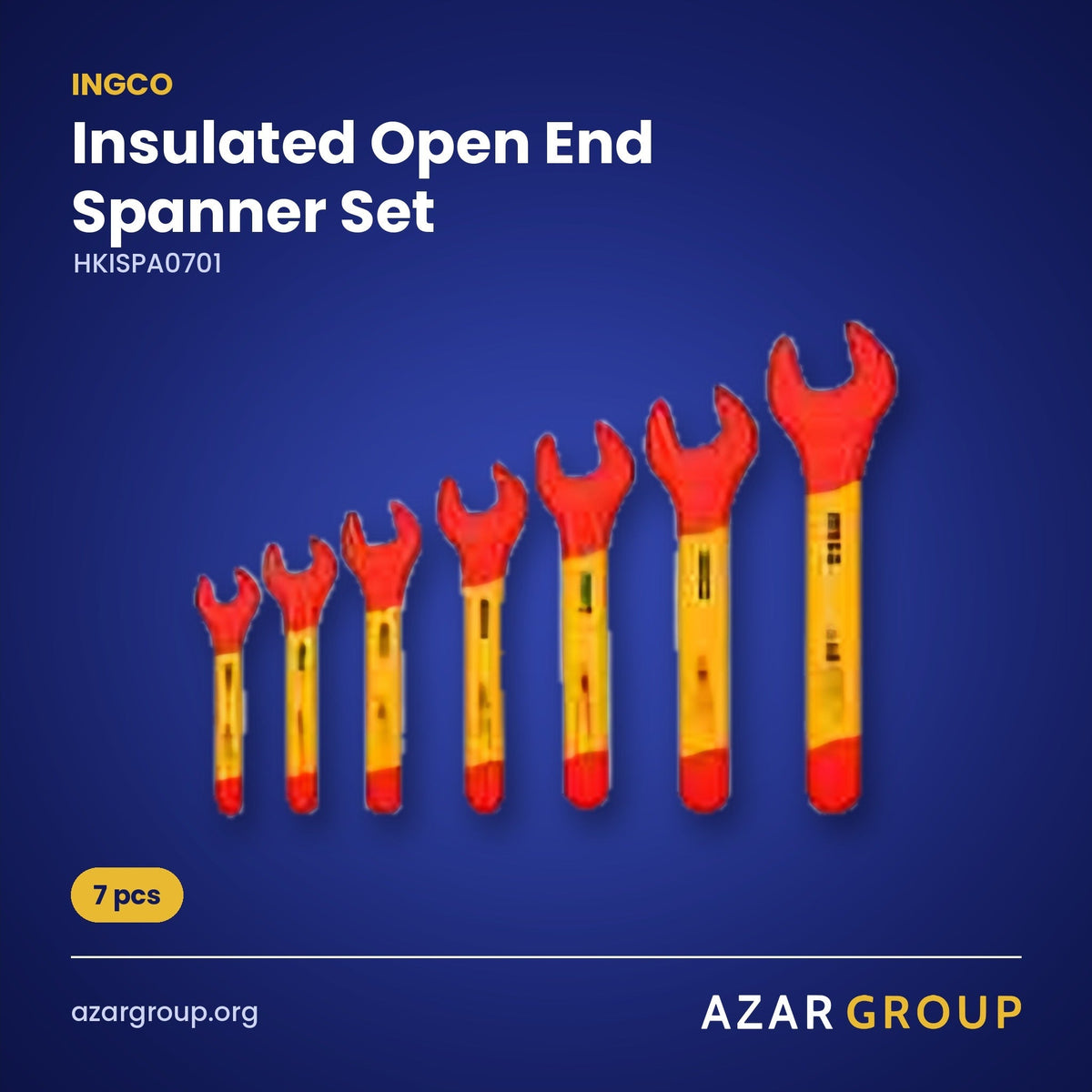 INGCO HKISPA0701 Insulated Open End Spanner Set – 7 pcs