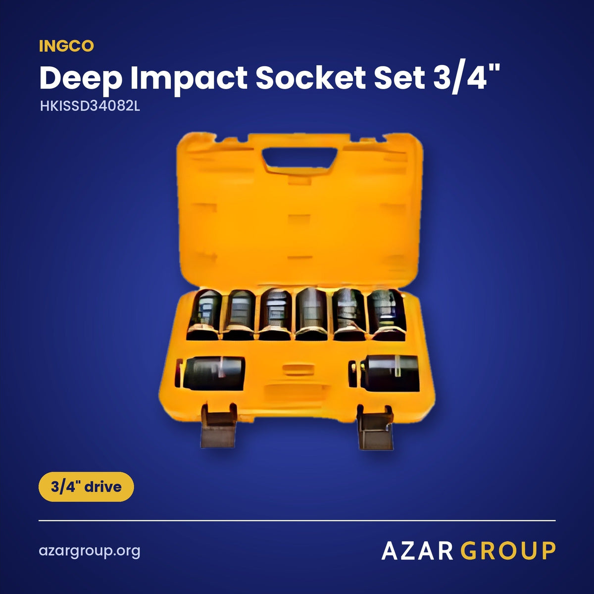 INGCO HKISSD34082L Deep Impact Socket Set 3/4" – 3/4" drive