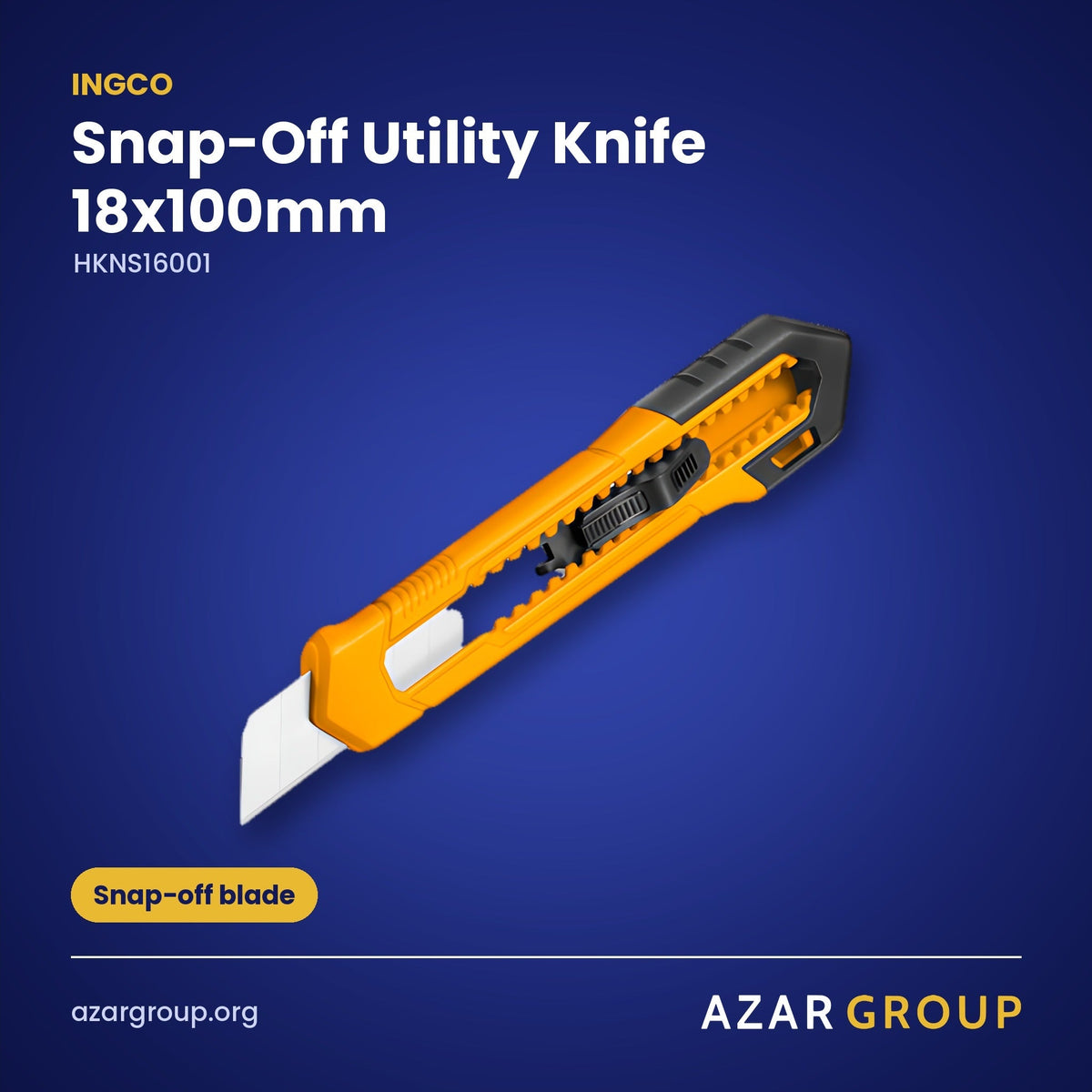 INGCO HKNS16001 Snap-Off Utility Knife 18x100mm – Snap-off blade