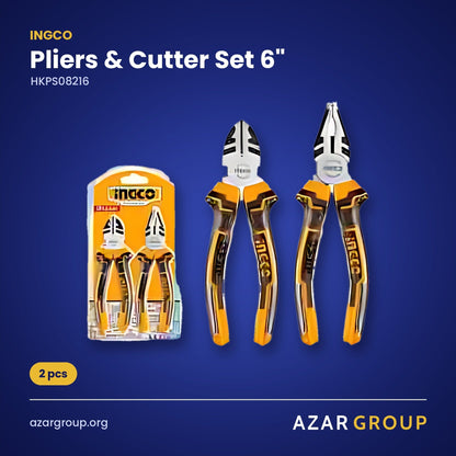 INGCO HKPS08216 Pliers & Cutter Set 6" – 2 pcs