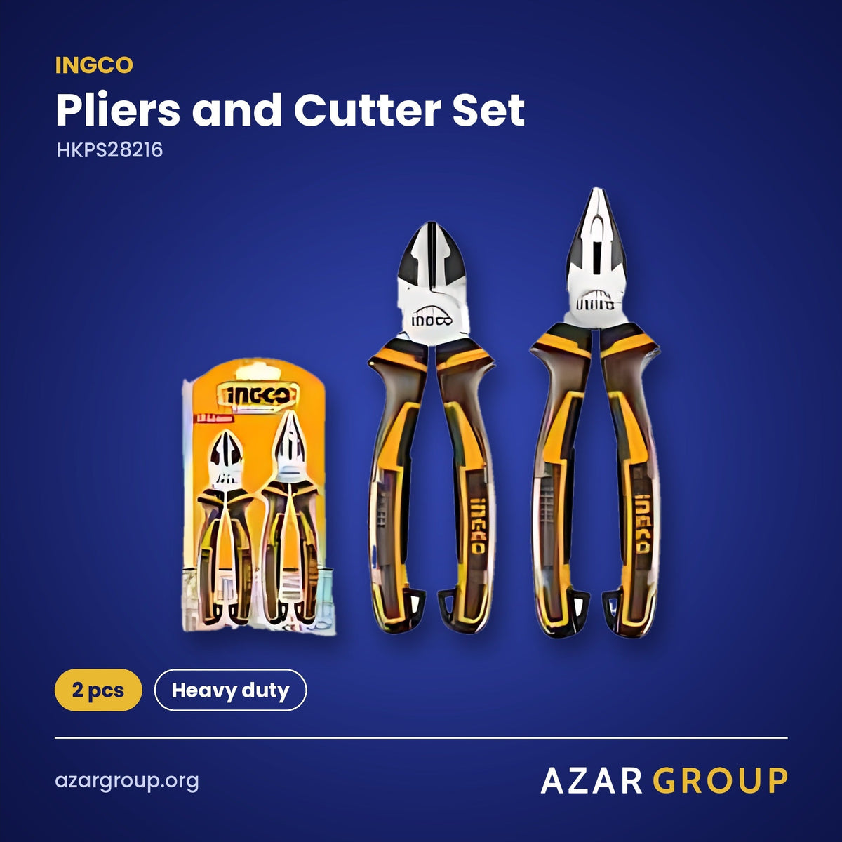 INGCO HKPS28216 Pliers and Cutter Set – 2 pcs, Heavy duty