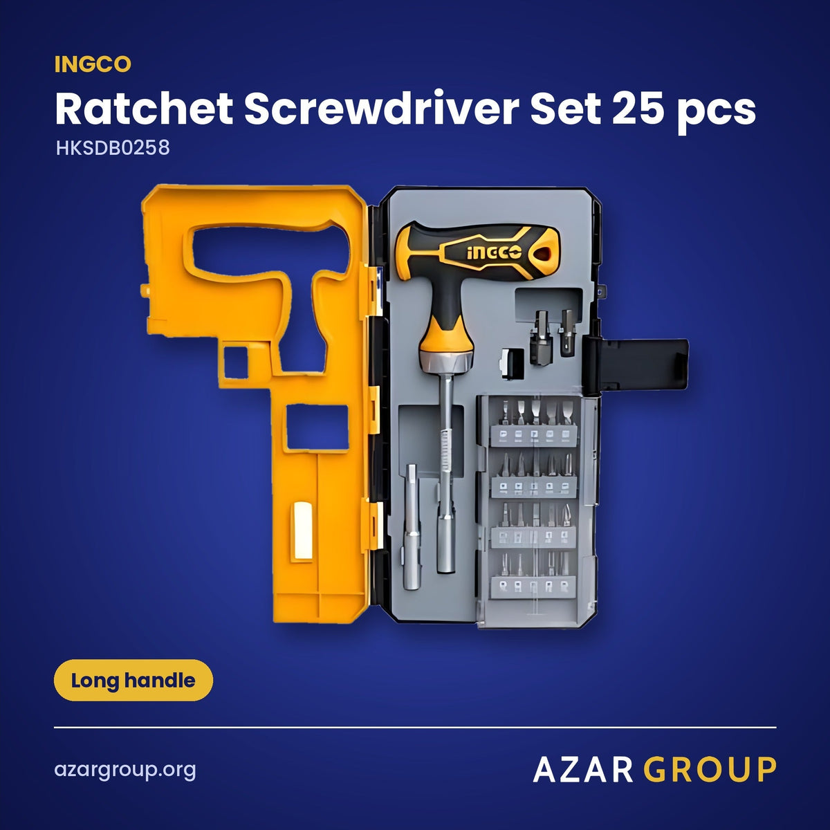 INGCO HKSDB0258 Ratchet Screwdriver Set 25 pcs – Long handle