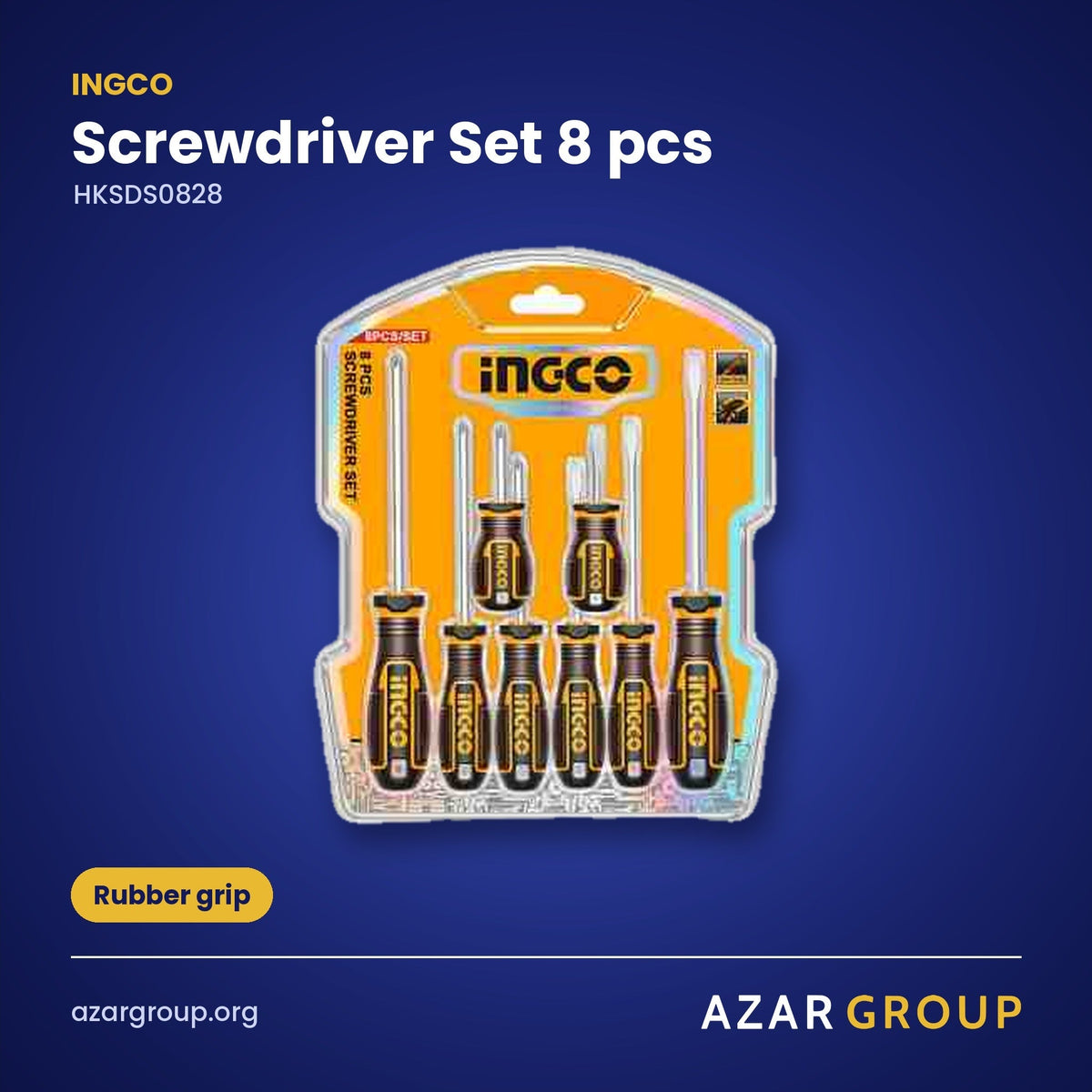 INGCO HKSDS0828 Screwdriver Set 8 pcs – Rubber grip