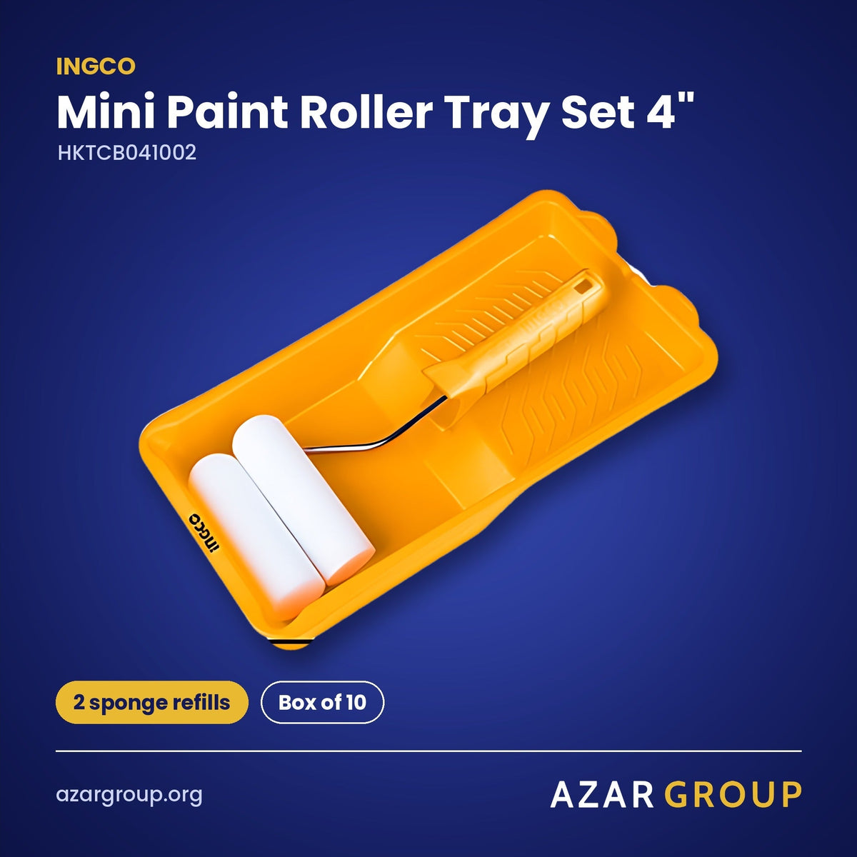 INGCO HKTCB041002 Mini Paint Roller Tray Set 4" – 2 sponge refills, Box of 10
