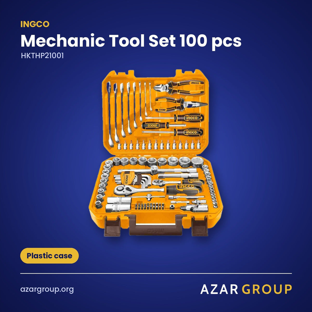 INGCO HKTHP21001 Mechanic Tool Set 100 pcs – Plastic case
