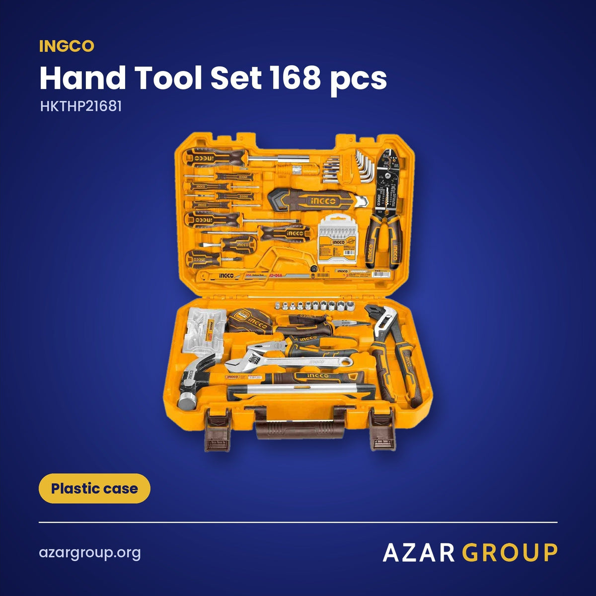 INGCO HKTHP21681 Hand Tool Set 168 pcs – Plastic case