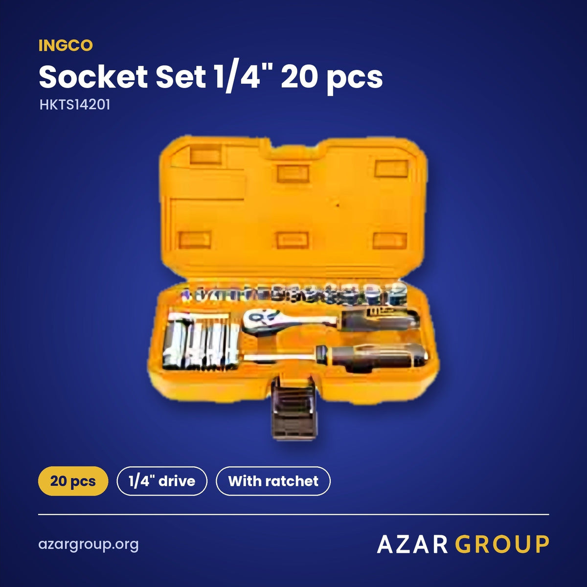 INGCO HKTS14201 Socket Set 1/4" 20 pcs – 20 pcs, 1/4" drive, With ratchet