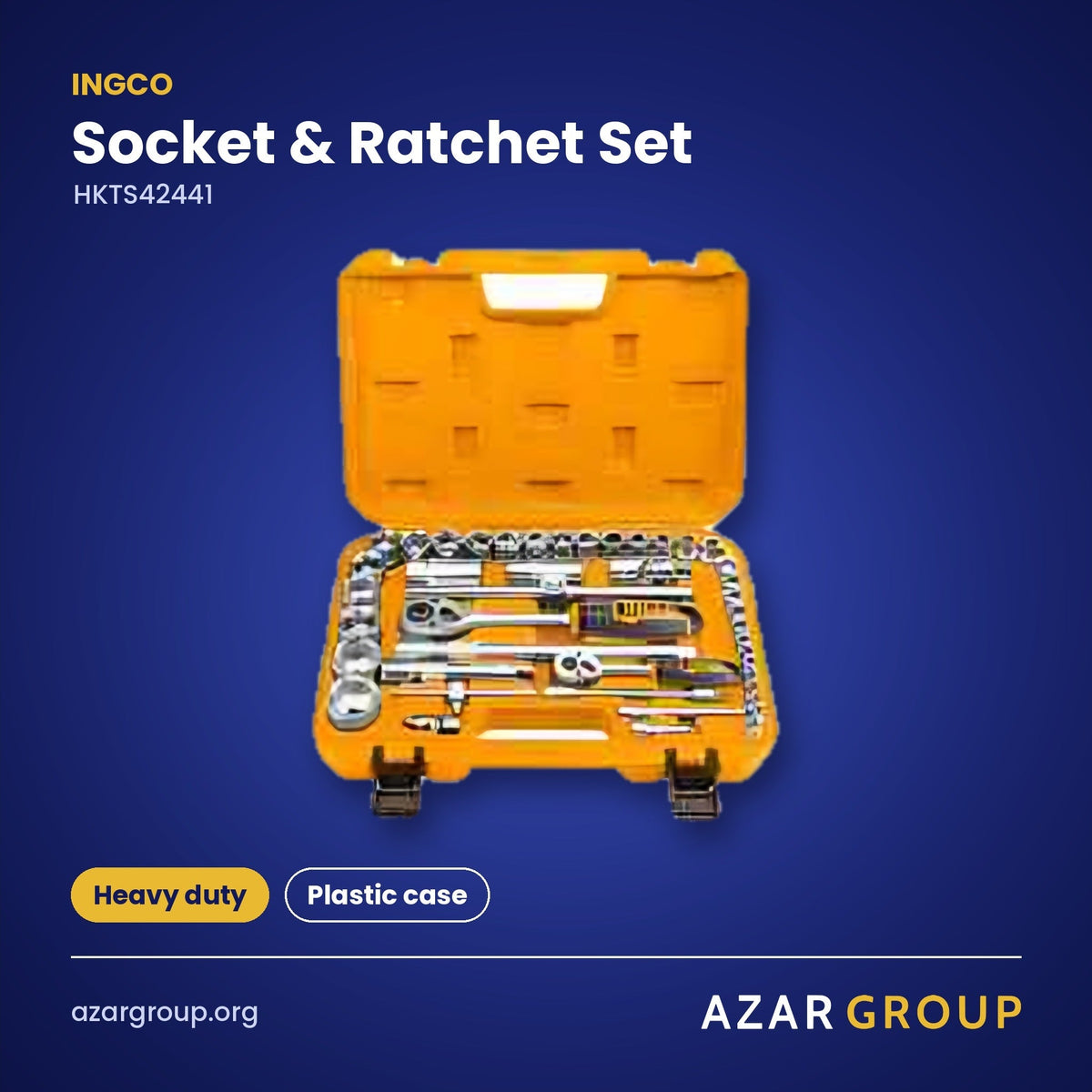 INGCO HKTS42441 Socket & Ratchet Set – Heavy duty, Plastic case