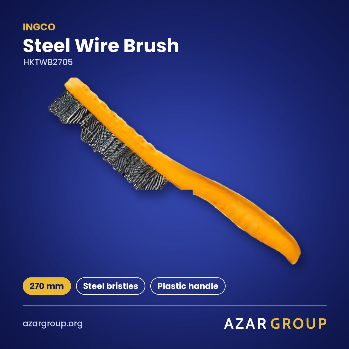 INGCO HKTWB2705 Steel Wire Brush – 270 mm, Steel bristles, Plastic handle