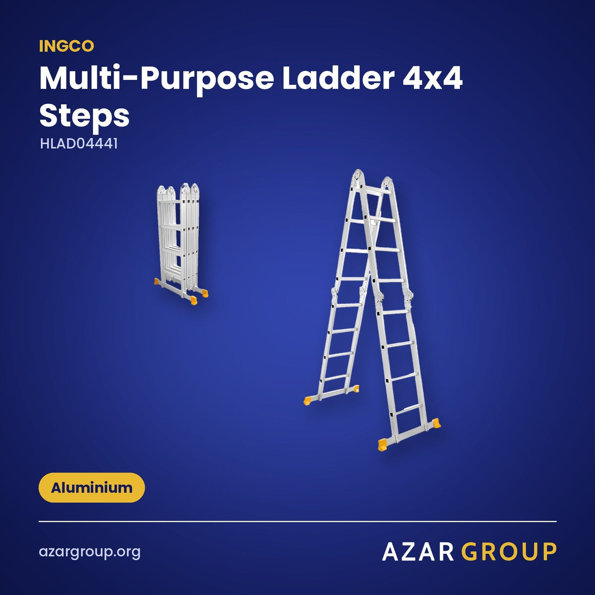 INGCO HLAD04441 Multi-Purpose Ladder 4x4 Steps – Aluminium