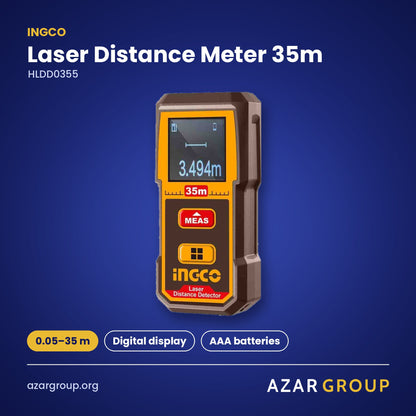 INGCO HLDD0355 Laser Distance Meter 35m – 0.05–35 m, Digital display, AAA batteries