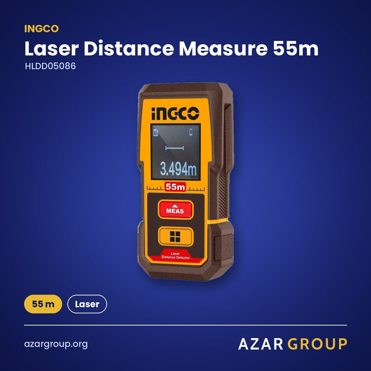 INGCO HLDD05086 Laser Distance Measure 55m – 55 m, Laser