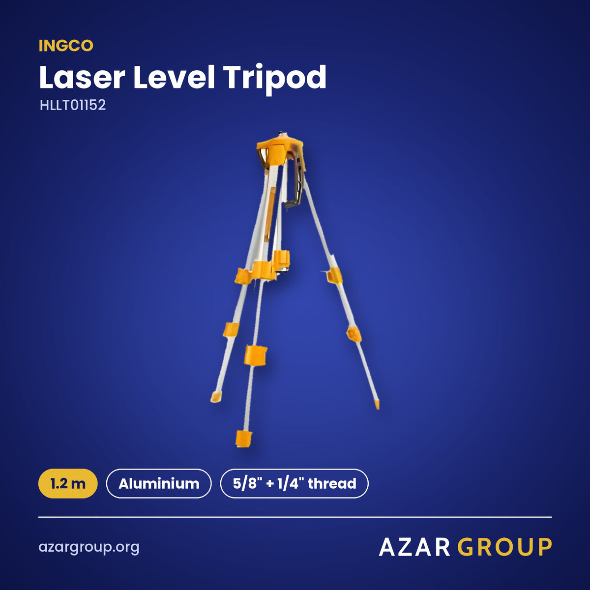 INGCO HLLT01152 Laser Level Tripod – 1.2 m, Aluminium, 5/8″ + 1/4″ thread