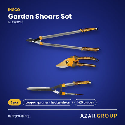 INGCO HLT76033 Garden Shears Set – 3 pcs, Lopper · pruner · hedge shear, SK5 blades