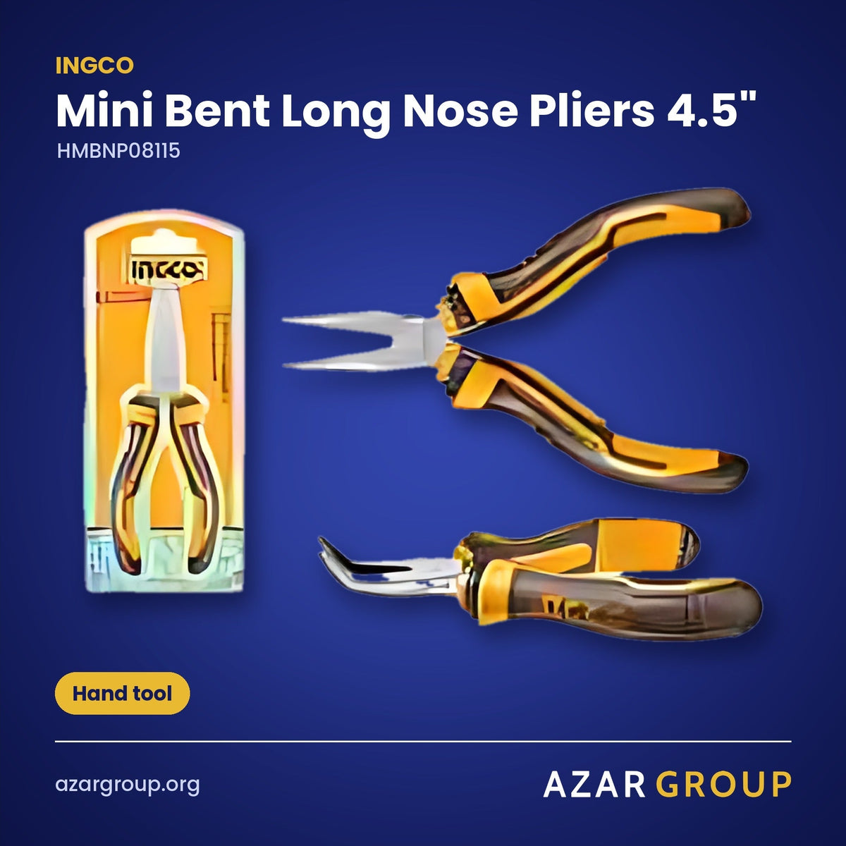INGCO HMBNP08115 Mini Bent Long Nose Pliers 4.5" – Hand tool
