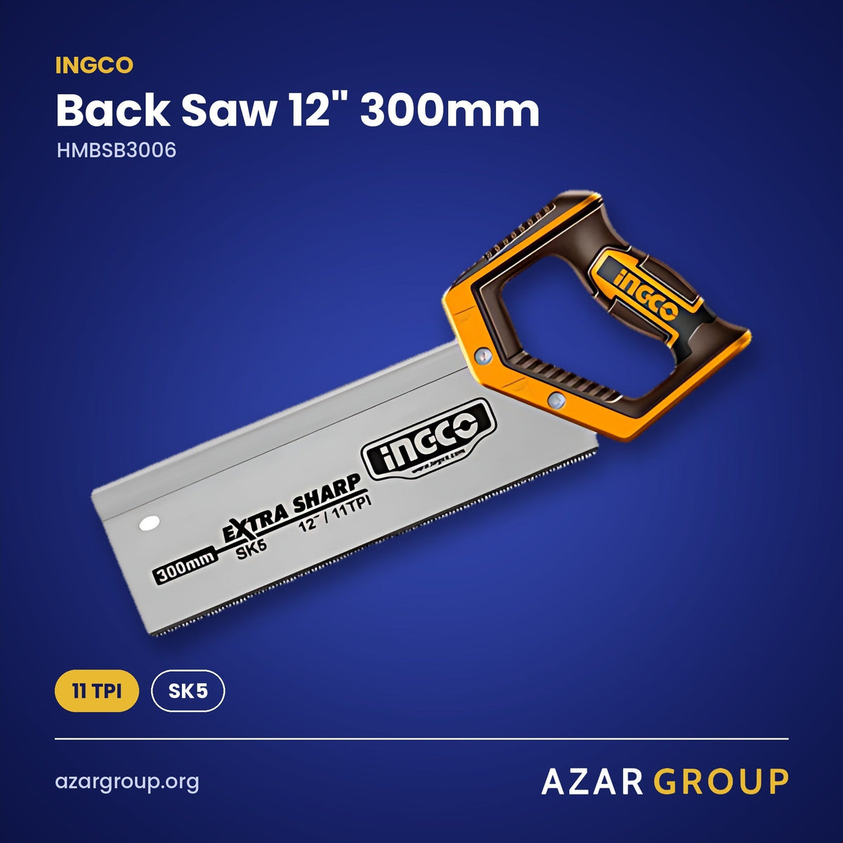 INGCO HMBSB3006 Back Saw 12" 300mm – 11 TPI, SK5