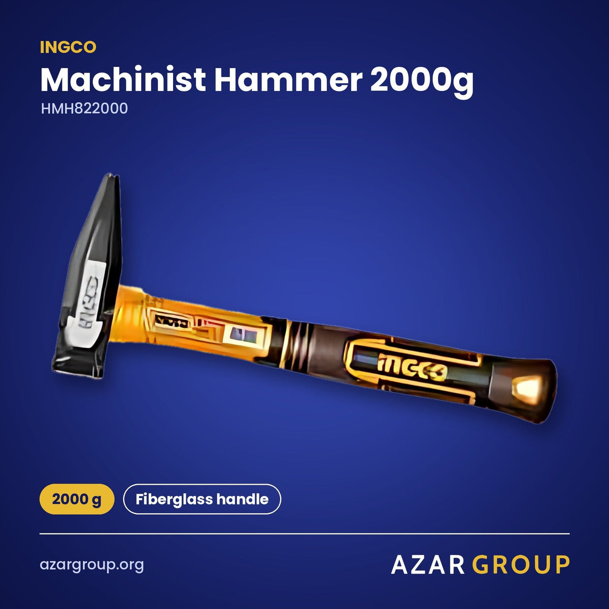 INGCO HMH822000 Machinist Hammer 2000g – 2000 g, Fiberglass handle