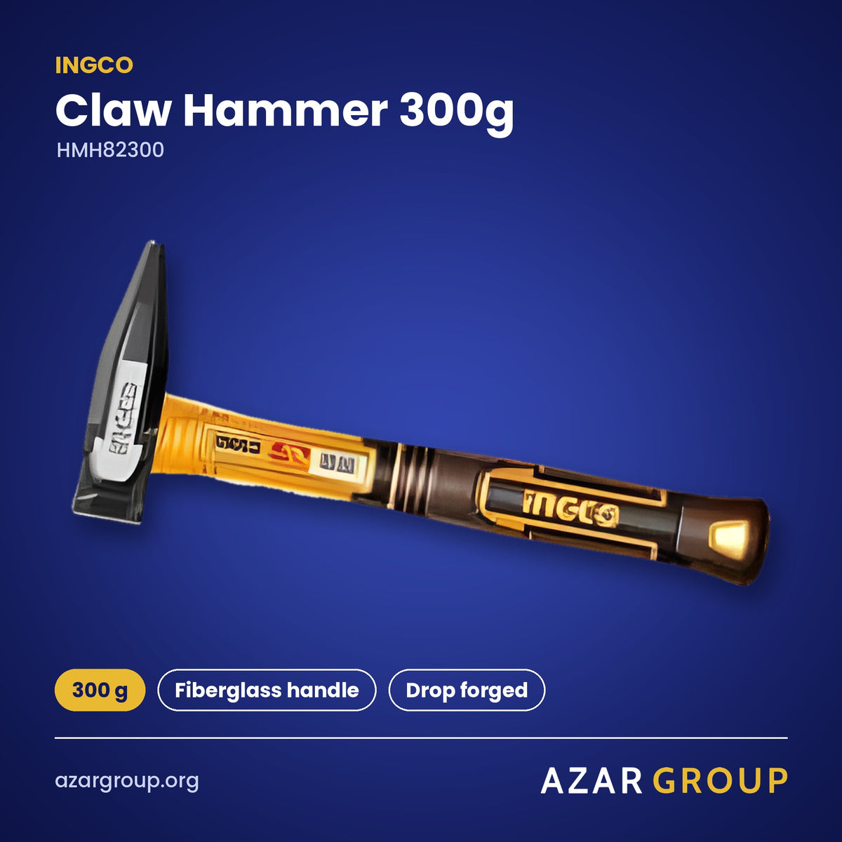 INGCO HMH82300 Claw Hammer 300g – 300 g, Fiberglass handle, Drop forged