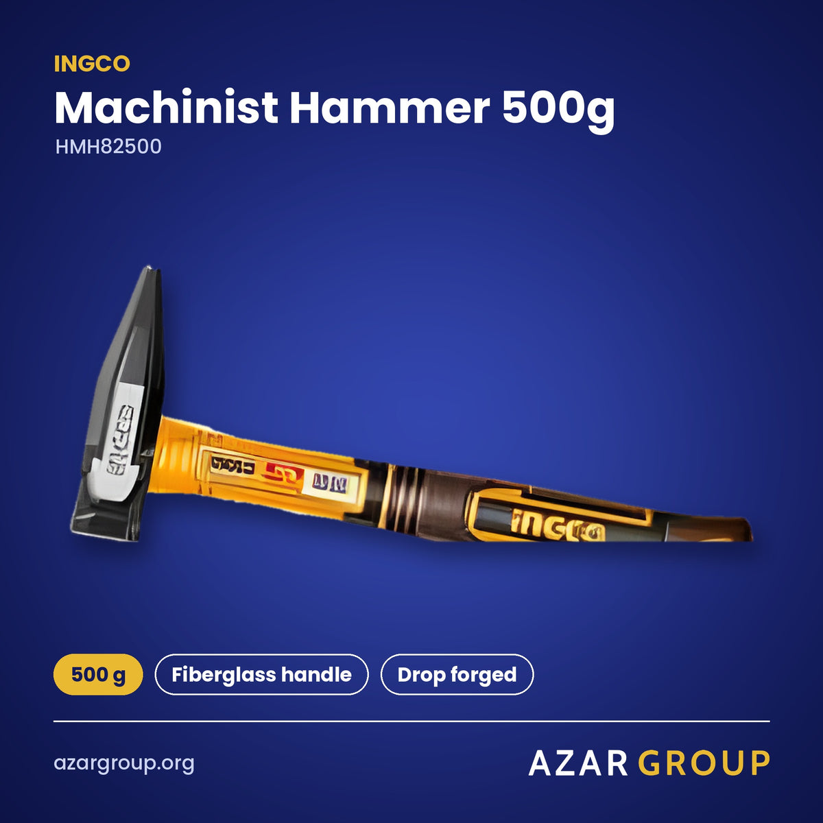 INGCO HMH82500 Machinist Hammer 500g – 500 g, Fiberglass handle, Drop forged