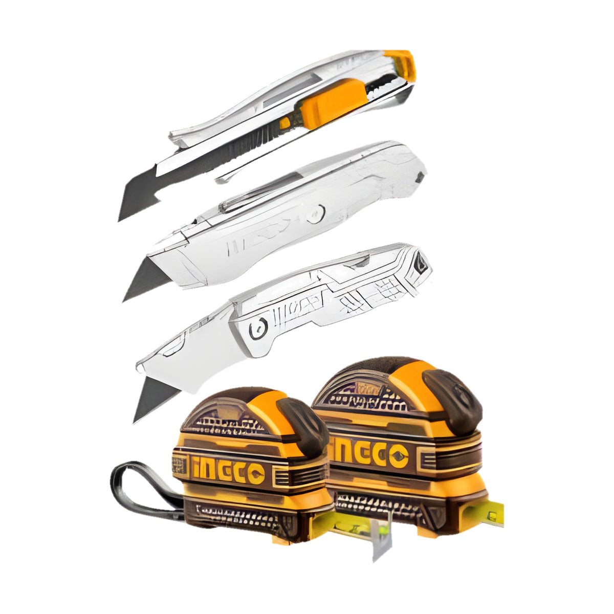 INGCO HMK23039 Knife & Tape Measure Set