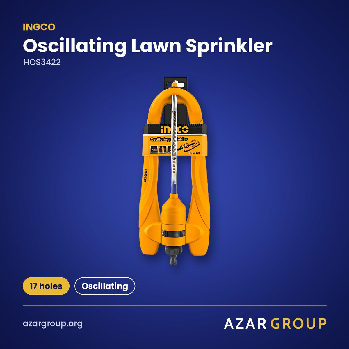 INGCO HOS3422 Oscillating Lawn Sprinkler – 17 holes, Oscillating