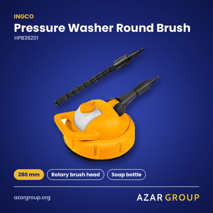 INGCO HPB36201 Pressure Washer Round Brush – 280 mm, Rotary brush head, Soap bottle