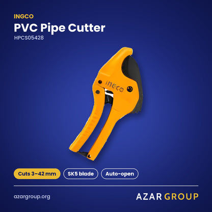 INGCO HPCS05428 PVC Pipe Cutter – Cuts 3–42 mm, SK5 blade, Auto-open