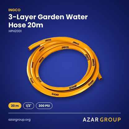 INGCO HPH2001 3-Layer Garden Water Hose 20m – 20 m, 1/2", 300 PSI