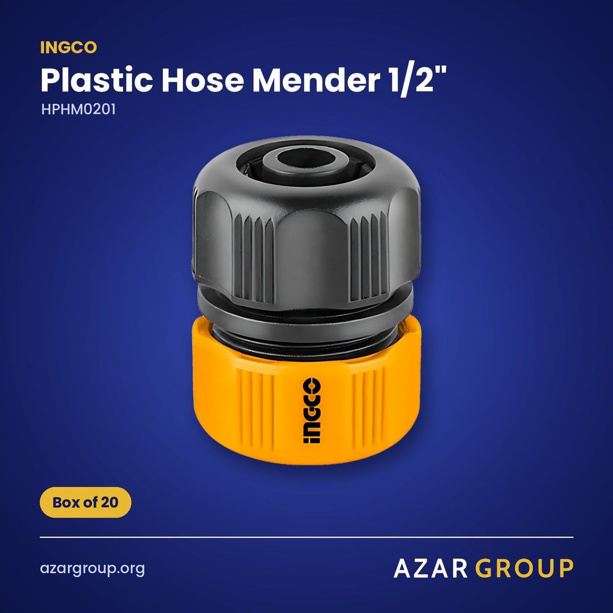 INGCO HPHM0201 Plastic Hose Mender 1/2" – Box of 20
