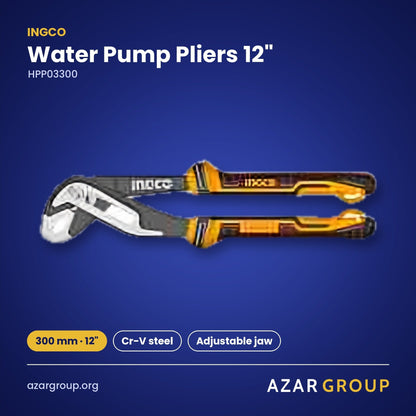 INGCO HPP03300 Water Pump Pliers 12" – 300 mm · 12", Cr-V steel, Adjustable jaw