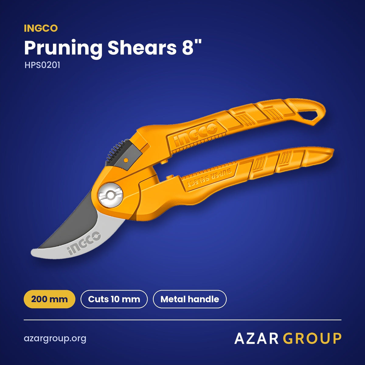 INGCO HPS0201 Pruning Shears 8" – 200 mm, Cuts 10 mm, Metal handle