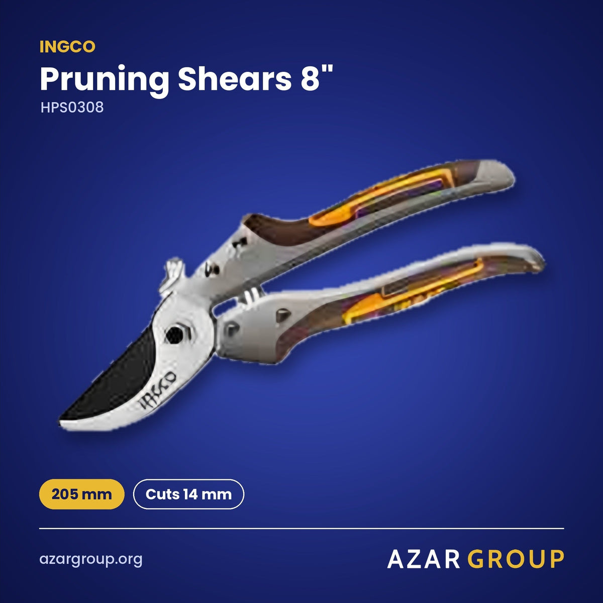 INGCO HPS0308 Pruning Shears 8" – 205 mm, Cuts 14 mm