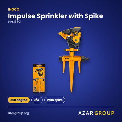 INGCO HPS13601 Impulse Sprinkler with Spike – 360 degree, 3/4", With spike