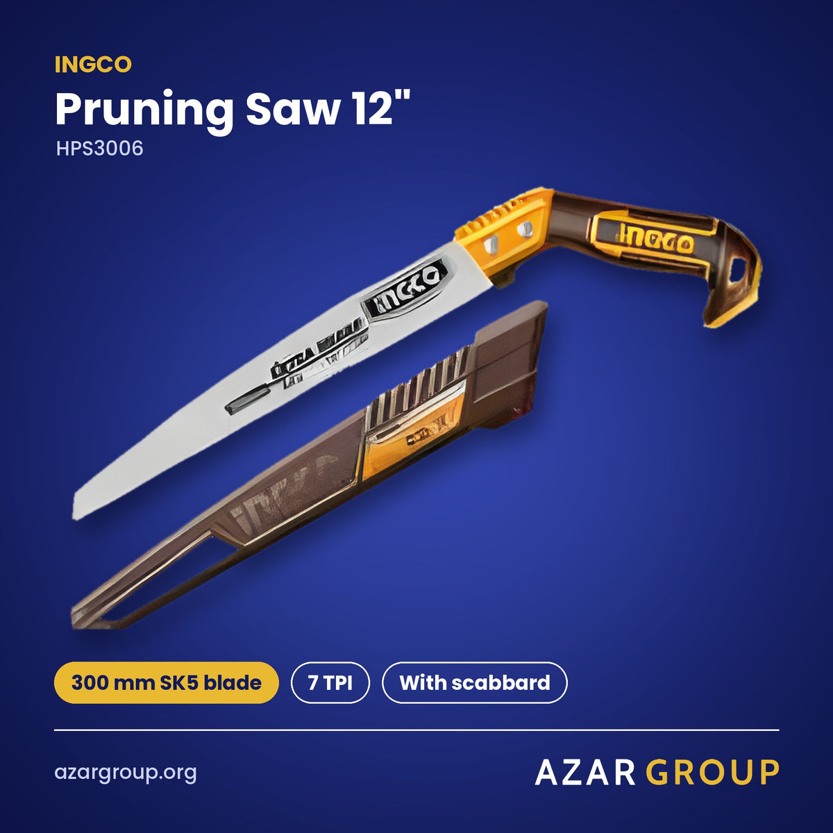 INGCO HPS3006 Pruning Saw 12″ – 300 mm SK5 blade, 7 TPI, With scabbard