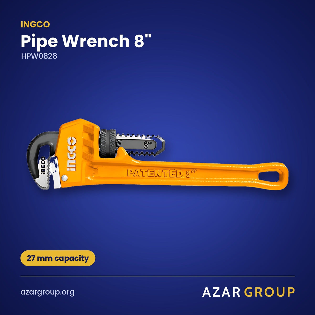 INGCO HPW0828 Pipe Wrench 8" – 27 mm capacity