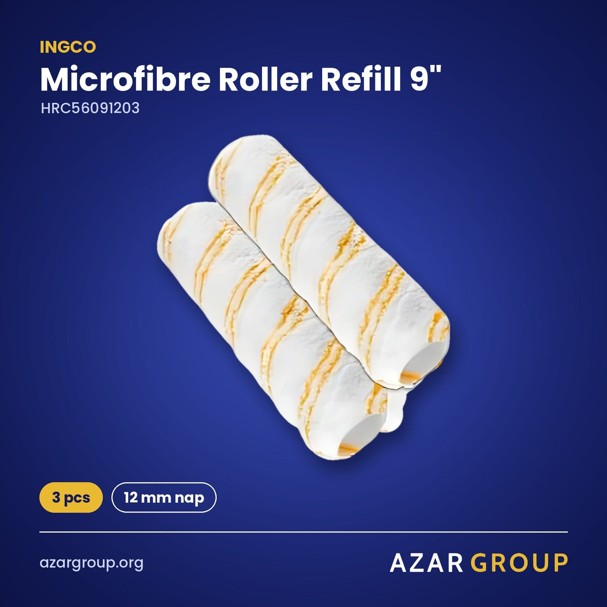 INGCO HRC56091203 Microfibre Roller Refill 9" – 3 pcs, 12 mm nap