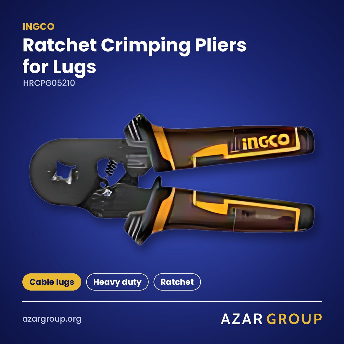 INGCO HRCPG05210 Ratchet Crimping Pliers for Lugs – Cable lugs, Heavy duty, Ratchet