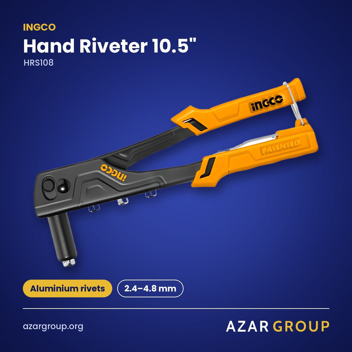 INGCO HRS108 Hand Riveter 10.5" – Aluminium rivets, 2.4–4.8 mm