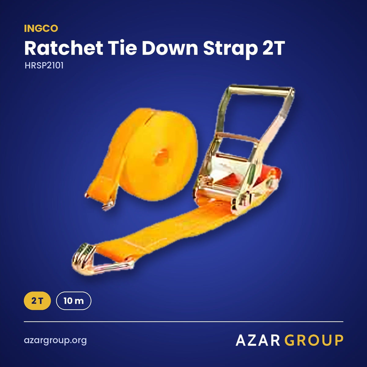 INGCO HRSP2101 Ratchet Tie Down Strap 2T – 2 T, 10 m